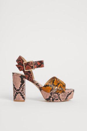 Platform sandals - Orange/Snakeskin-patterned - Ladies | H&M IN