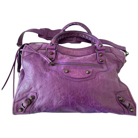 City leather handbag Balenciaga Purple in Leather - 8913882