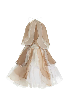 brown white ruffle dress chiffon dresses