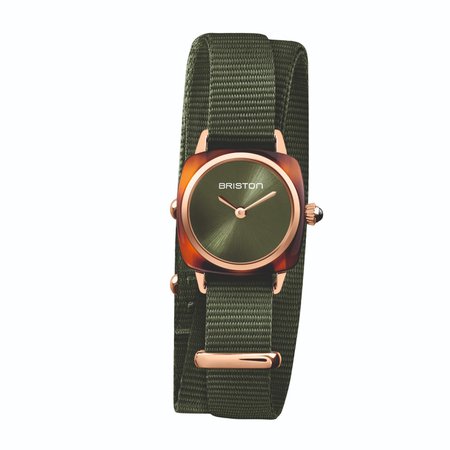 Briston Watches Clubmaster Lady Acetate Green Olive, Rose Gold Finishings