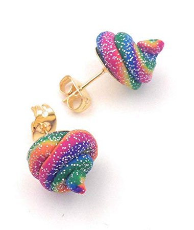 Amazon.com: Unicorn Poop Stud Earrings for Girls Rainbow Glitter Sparkle: Handmade
