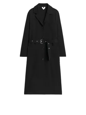 Belted Wool Coat - Black - Jackets & Coats - ARKET NO