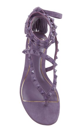 Rock Stud Suede Thong Sandals by Valentino | Moda Operandi