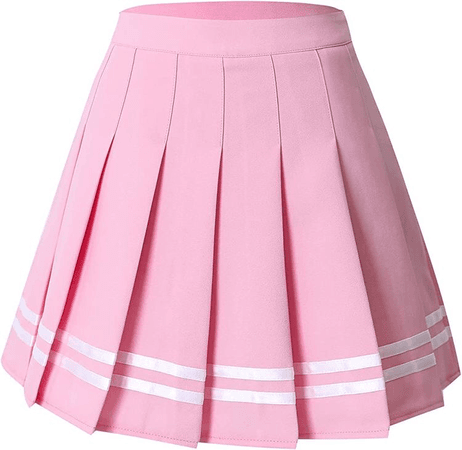 Pink Pleated Cheer Stripe Skirt Kawaii Cute