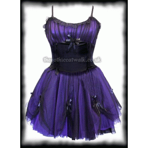 Purple & Black Net Tutu Dress with Roses | Women's Gothic