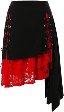 Amazon.com: Rosegal Womens Plus Size Gothic Lace Overlay Layered Handkerchief Hem Flowy Maxi Skirt(Black_3/4X) : Clothing, Shoes & Jewelry
