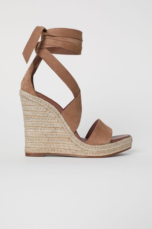 Suede wedge-heel sandals - Light brown - Ladies | H&M GB
