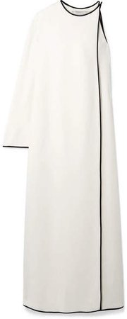 Wrap-effect One-shoulder Silk Maxi Dress - Ivory