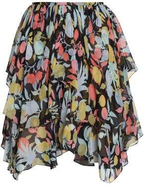 Ruffled Printed Silk-georgette Skirt