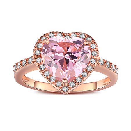 Heart Cut Pink Sapphire Rose Gold 925 Sterling Silver Engagement Ring - Tinnivi Jewelry