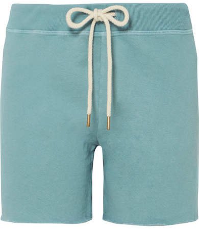 The Sweat Frayed Loopback Cotton-jersey Shorts - Turquoise