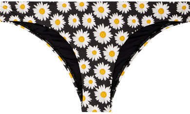 VerdeLimón - Tunas Floral-print Bikini Briefs - Black