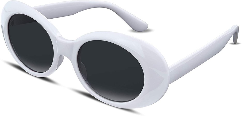 Amazon.com: FEISEDY White Clout Goggles Kurt Cobain Sunglasses HypeBeast Oval Mod Style B2253: Clothing