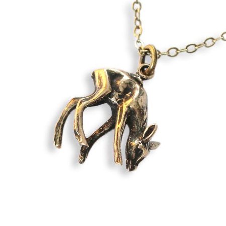 Moon Raven Grazing Fawn Necklace