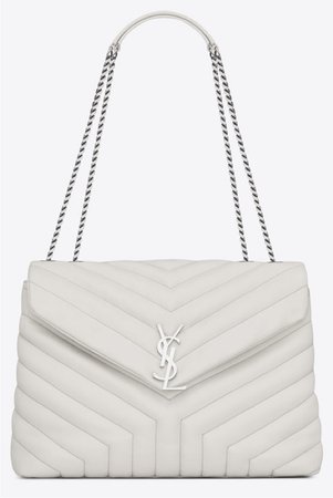 ysl loulou small in matelassé y leather in white.