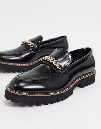 ASOS DESIGN chunky faux leather loafers in black | ASOS