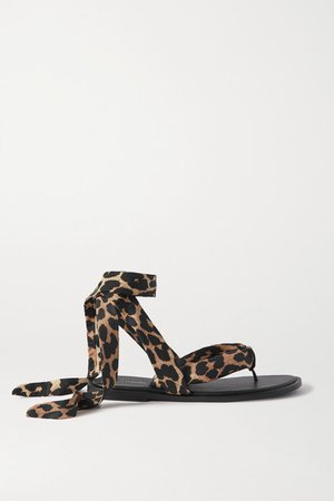 Leopard-print Shell And Leather Sandals - Leopard print