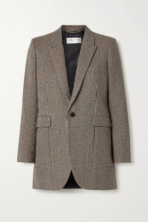Gray Checked wool-blend blazer | SAINT LAURENT | NET-A-PORTER
