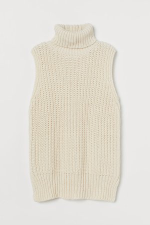 Sleeveless Turtleneck Sweater - White