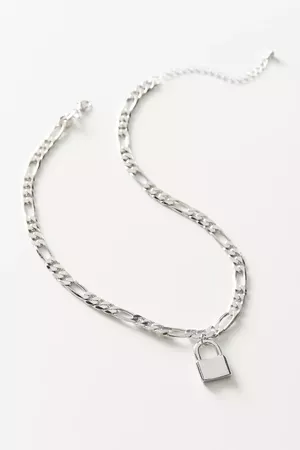 Lock Pendant Figaro Chain Necklace | Urban Outfitters