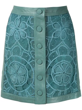 Martha Medeiros Leather Lace Skirt - Farfetch