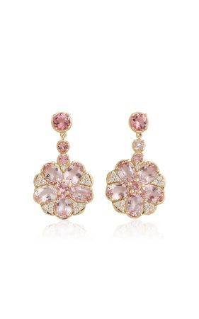 18k Yellow Gold Morganite, Pink Tourmaline And Diamond Earrings By Jamie Wolf | Moda Operandi