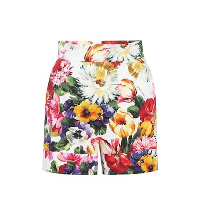 Floral stretch cotton shorts