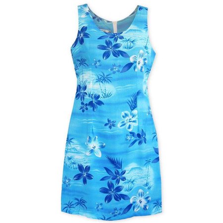 Lavahut - Aurora Blue Short Hawaiian Tank Dress