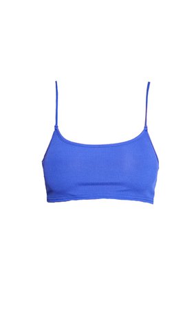 Bright Blue Rib Strappy Cami Crop Top | PrettyLittleThing CA