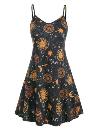 Plus Size Sun Stars Moon Cami Dress | Rosegal
