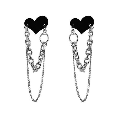 Black Heart Chain Earrings – GothBB