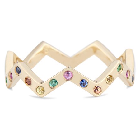 Lucia 14k Gold Rainbow Sapphire Thin Stacking Band