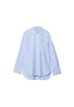 Poplin shirt with buttoned sleeves - Women's Shirts and Blouses | Stradivarius United States