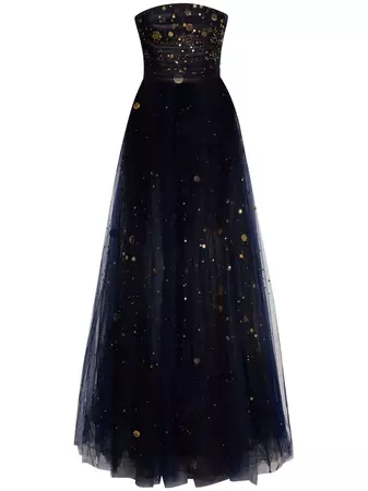 Oscar De La Renta Sequin & Bead Firefly Gown - Farfetch