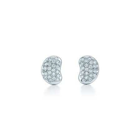 Elsa Peretti® Bean Design® earrings in platinum with diamonds. | Tiffany & Co.