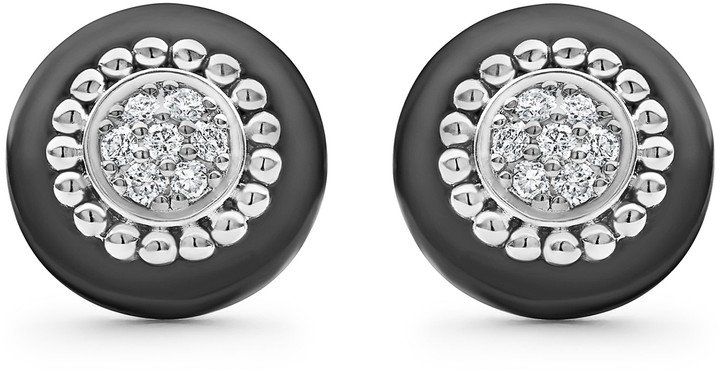 Black Caviar Diamond Pave Stud Earrings