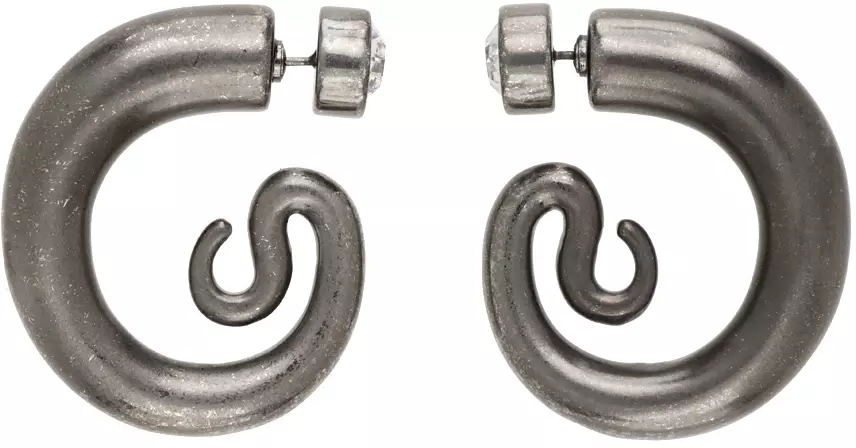 KNWLS: Gunmetal Panconesi Edition Medium Serpent Earring | SSENSE
