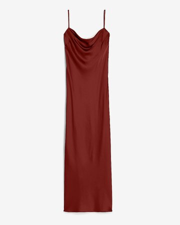 Satin Cowl Neck Maxi Slip Dress | Express