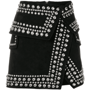 Balmain studded crossover mini skirt