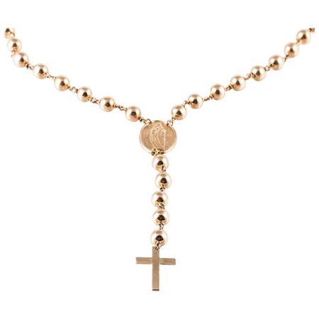 18K Rose Gold Rosary Necklace : Charles Anthony Antiques | Ruby Lane