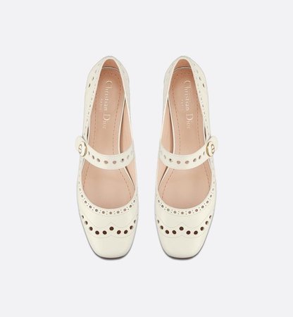 Teddy-D Ballerina White Perforated Glazed Calfskin - Shoes - Women's Fashion | DIOR
