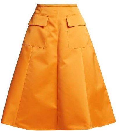 A Line Duchess Satin Skirt - Womens - Orange