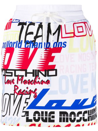 Love Moschino Logo Print Drawstring Skirt - Farfetch