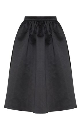 Black Satin Full Midi Skirt | Skirts | PrettyLittleThing