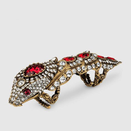 Undefined Undefined Snake finger ring with crystals | GUCCI® US