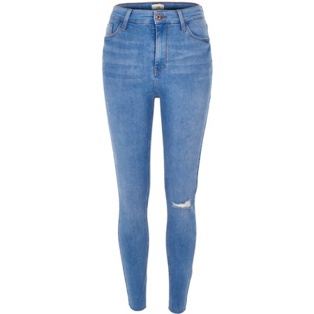 Bright blue Harper super skinny ripped jeans - Skinny Jeans - Jeans - women