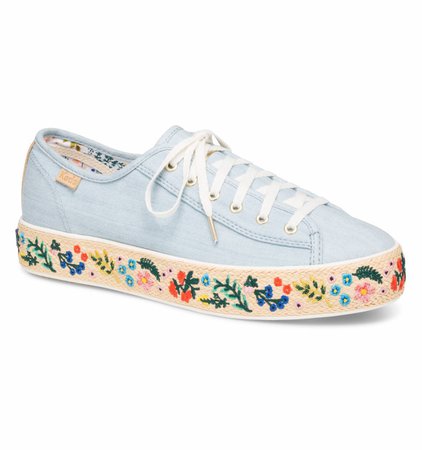 RIFLE PAPER Co. Rosalie Embroidered Jute Triple Kick Sneaker by Keds | Imported