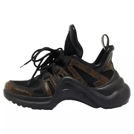 Louis Vuitton Black/Brown Leather and Monogram Canvas Archlight Sneakers Size 37 For Sale at 1stDibs