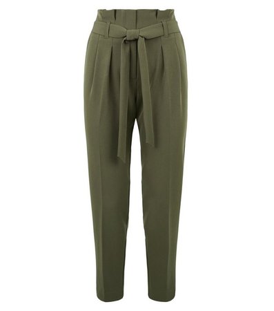 Khaki High Waist Tapered Trousers | New Look