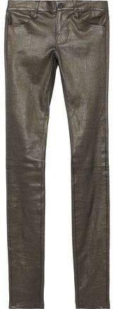 Metallic Stretch-leather Skinny Pants